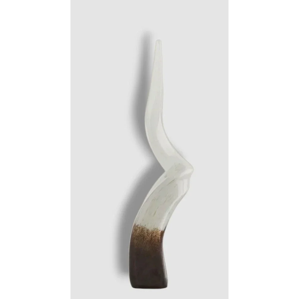 $298 Global Views White Glass Horns 3pc Decorative Centerpiece Table Sculpture